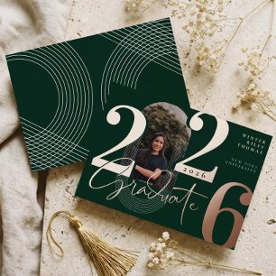 Invitation En Aluminium Script Moderne Graduate 2025 Arch Concentric Photo