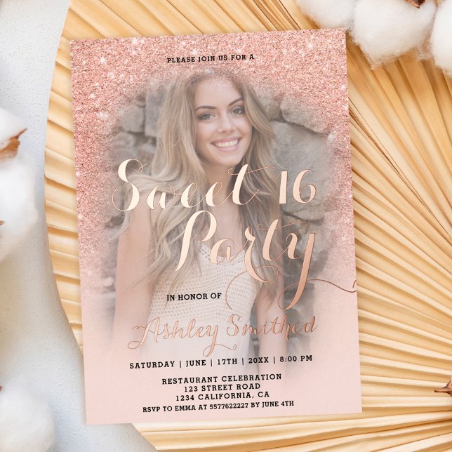 Invitation En Aluminium Script moderne noir mariage photo feuille d'or inv (Créateur téléchargé)