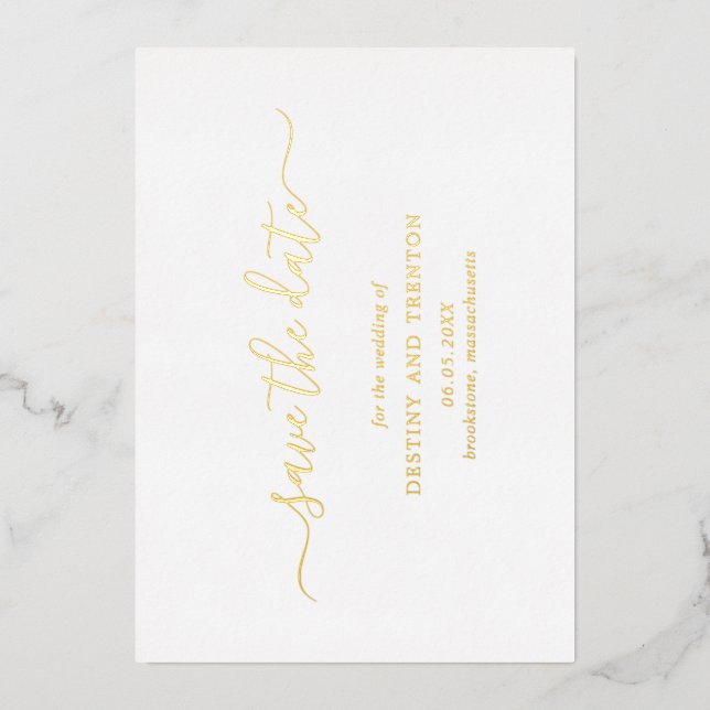 Invitation En Aluminium Script Moderne Simple Mariage Élégant Enregistrer  (Recto)