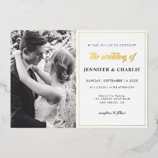 Invitation En Aluminium Script Photo Personnalisé Véritable Élégant