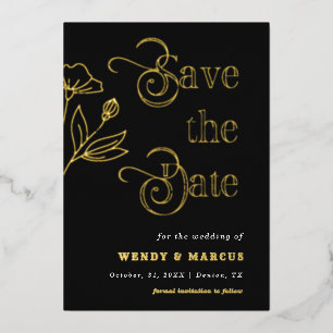 Invitation En Aluminium Script rétro Goth Dark Mariage esthétique Real