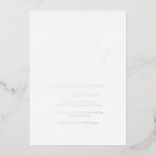 Invitation En Aluminium Script rustique simple Baby shower élégant Argent