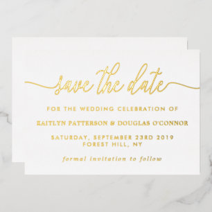 Invitation En Aluminium Script Simple Enregistrer La Date Réelle