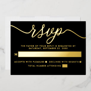 Invitation En Aluminium Script simple - Real Foil - Mariage RSVP