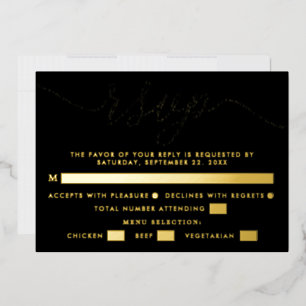 Invitation En Aluminium Script simple - Real Foil - Mariage RSVP & Menu