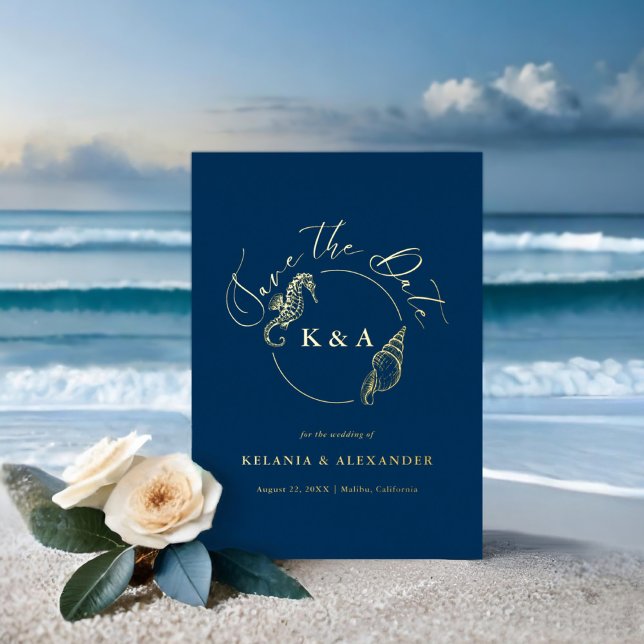 Invitation En Aluminium SEATERNAL Monogramme nautique Mariage Enregistrer  (Créateur téléchargé)