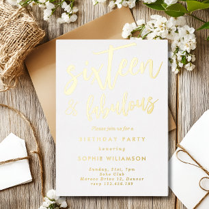 Invitation En Aluminium Seize ans et fabuleux anniversaire doré