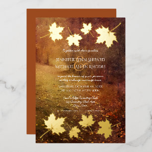 Invitation En Aluminium sentier d'automne feuilles d'érable accent mariage
