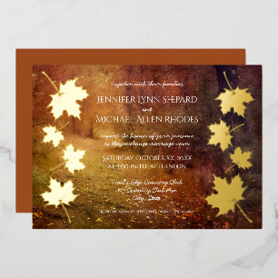Invitation En Aluminium sentier d'automne tombant érable feuille rustique 