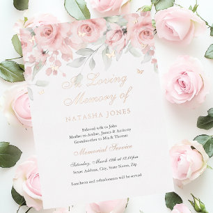 Invitation En Aluminium Service funéraire floral papillon rose 
