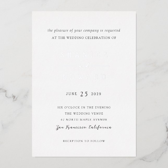Invitation En Aluminium Shanice Mariage moderne (Recto)