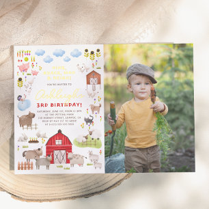 Invitation En Aluminium Shiny Farm Animaux Bash fête d'anniversaire Photo