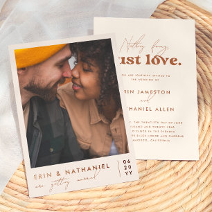 Invitation En Aluminium Shiny Just Love Cream Terracotta Mariage Rétro