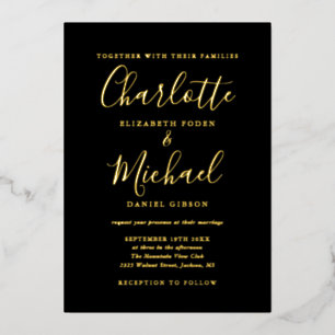 Invitation En Aluminium Signature Tout en un Mariage d'or noir