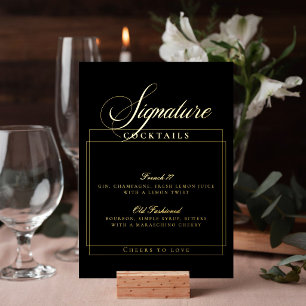 Invitation En Aluminium Signe de cocktail de mariage classique chic noir