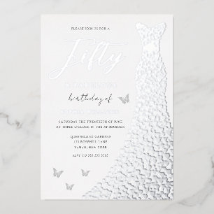 Invitation En Aluminium Silver Gown Cinquante et fabuleux 50e anniversaire