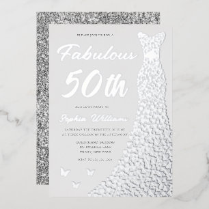 Invitation En Aluminium Silver Gown, Fabulous 50th Birthday Party