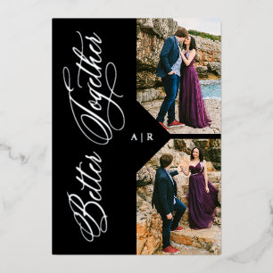 Invitation En Aluminium Silver Whimsical Luxe Moderne 2 Photos Collage