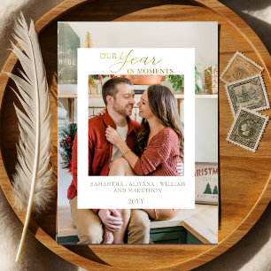 Invitation En Aluminium Simple année en moments Famille Photo Noël