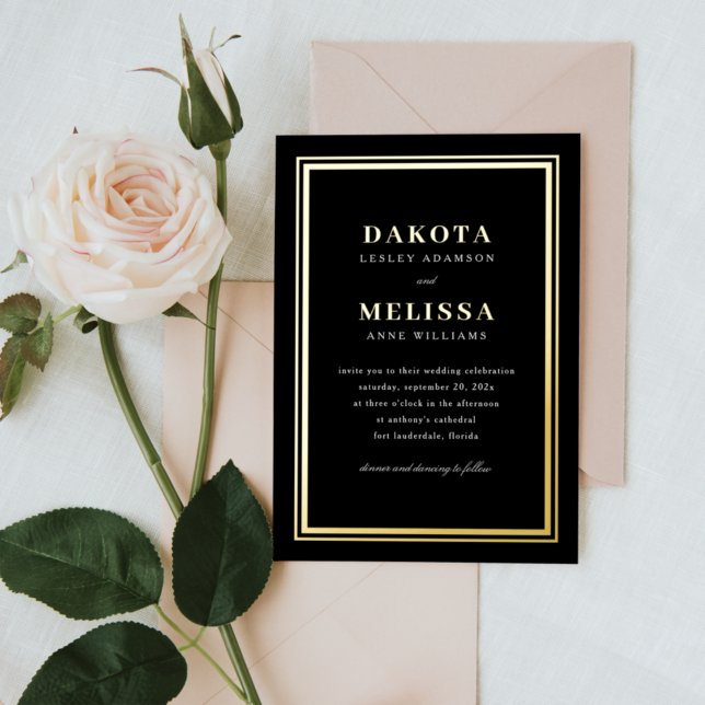 Invitation En Aluminium Simple Black & Gold Modern Elegant Mariage photo (Créateur téléchargé)