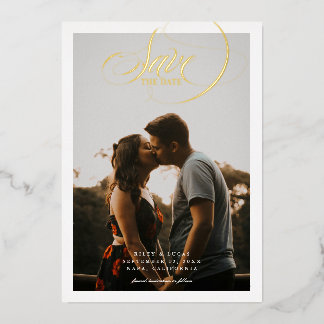 Invitation En Aluminium Simple Border Elegant Script Save The Date