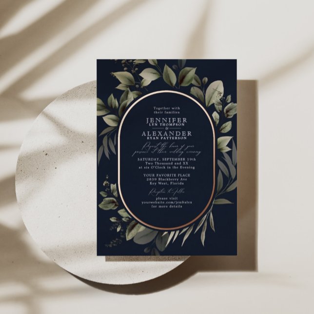 Invitation En Aluminium Simple Botanique & RSVP QR Code Mariage de marine  (Créateur téléchargé)