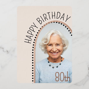 Invitation En Aluminium Simple Chic 80e anniversaire Arché Photo Pointe Po