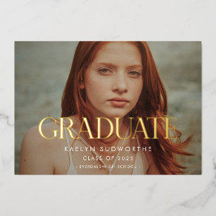 Invitation En Aluminium Simple élégance élégant Graduation Photo Gold