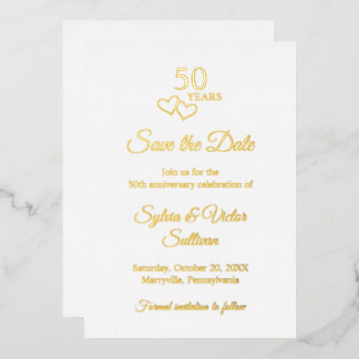 Invitation En Aluminium Simple Elegant 50th Wedding Anniversary Gold Heart