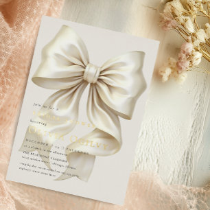 Invitation En Aluminium Simple Élégant Bohème Crème Ivoire Ruban Invitatio