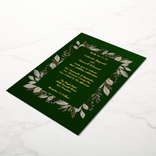 Invitation En Aluminium Simple Elegant Emerald Green et Mariage or