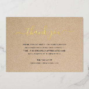 Invitation En Aluminium Simple Elegant Gold Rustic Funeral Thank You Card