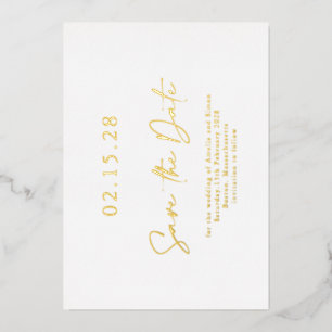 Invitation En Aluminium Simple Elegant Luxe Real Gold Foil Save the Date