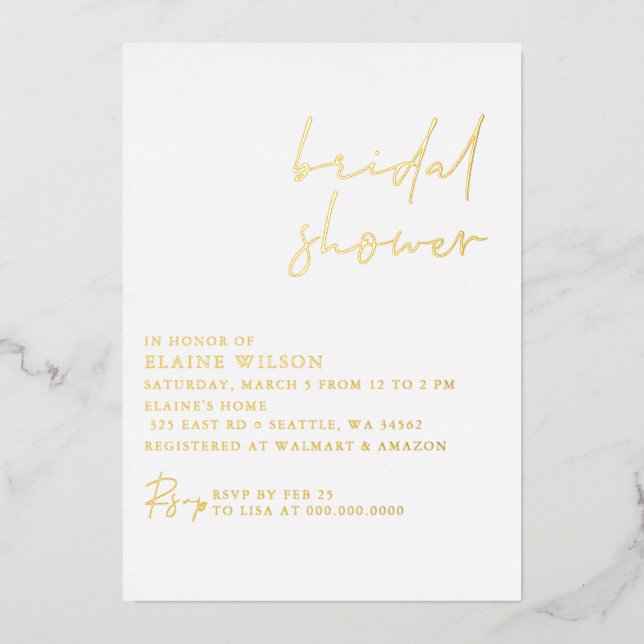 Invitation En Aluminium Simple Élégant Mariage Moderne Fête de Fiançailles (Recto)