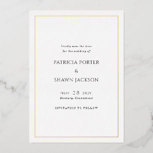 Invitation En Aluminium Simple Élégant Mariage Noir Blanc Enregistrer la D