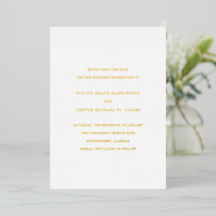 Invitation En Aluminium Simple Élégant Mariage Sauvegarder la Date