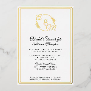 Invitation En Aluminium Simple Elegant Monogramme blanc n Fête des mariées