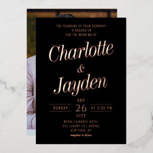 Invitation En Aluminium Simple Élégant Rose Or Scénario Photo Mariage