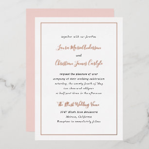 Invitation En Aluminium Simple Élégant Rose Pâle Mariage Or Rose