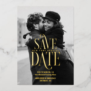 Invitation En Aluminium Simple Élégante Typographie Photo Enregistrer La D