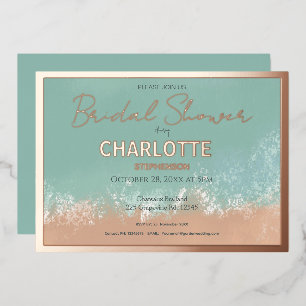 Invitation En Aluminium Simple été Plage de bord de mer Mariage Or