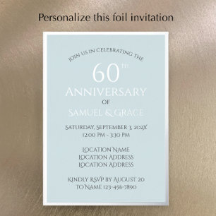 Invitation En Aluminium Simple Fête de Mariage de 60 ans Élégante 