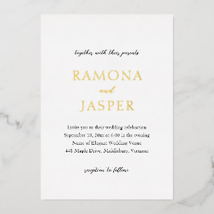 Invitation En Aluminium Simple Mariage Moderne Noir et Blanc Gras