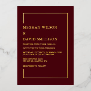 Invitation En Aluminium Simple minimaliste Bourgogne moderne Mariage