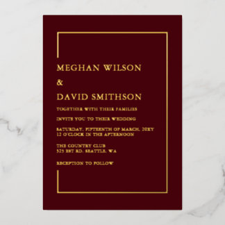 Invitation En Aluminium Simple minimaliste Bourgogne moderne Mariage