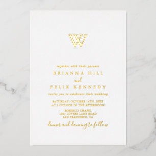Invitation En Aluminium Simple minimaliste Mariage Monogramme 