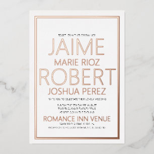 Invitation En Aluminium SIMPLE & MINIMALISTE Typographie Mariage noir Foil