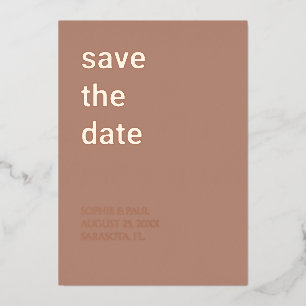 Invitation En Aluminium Simple Mocha Enregistrer la date Rose or