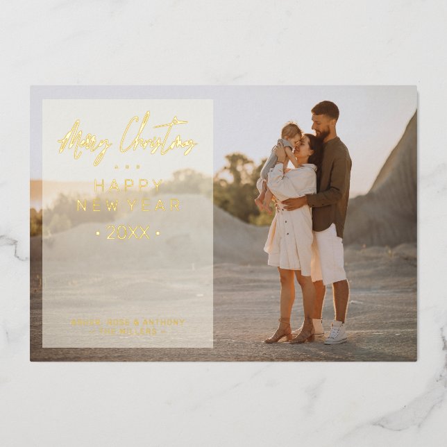 Invitation En Aluminium Simple Modern Elegant Photo Christmas Photo Family (Recto)