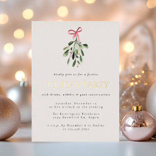 Invitation En Aluminium Simple Modern Mistletoe Fête de Noël